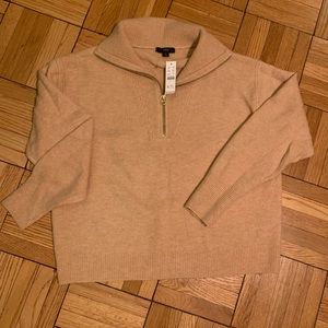 NWT J.Crew half-zip sweater in camel colored supersoft yarn